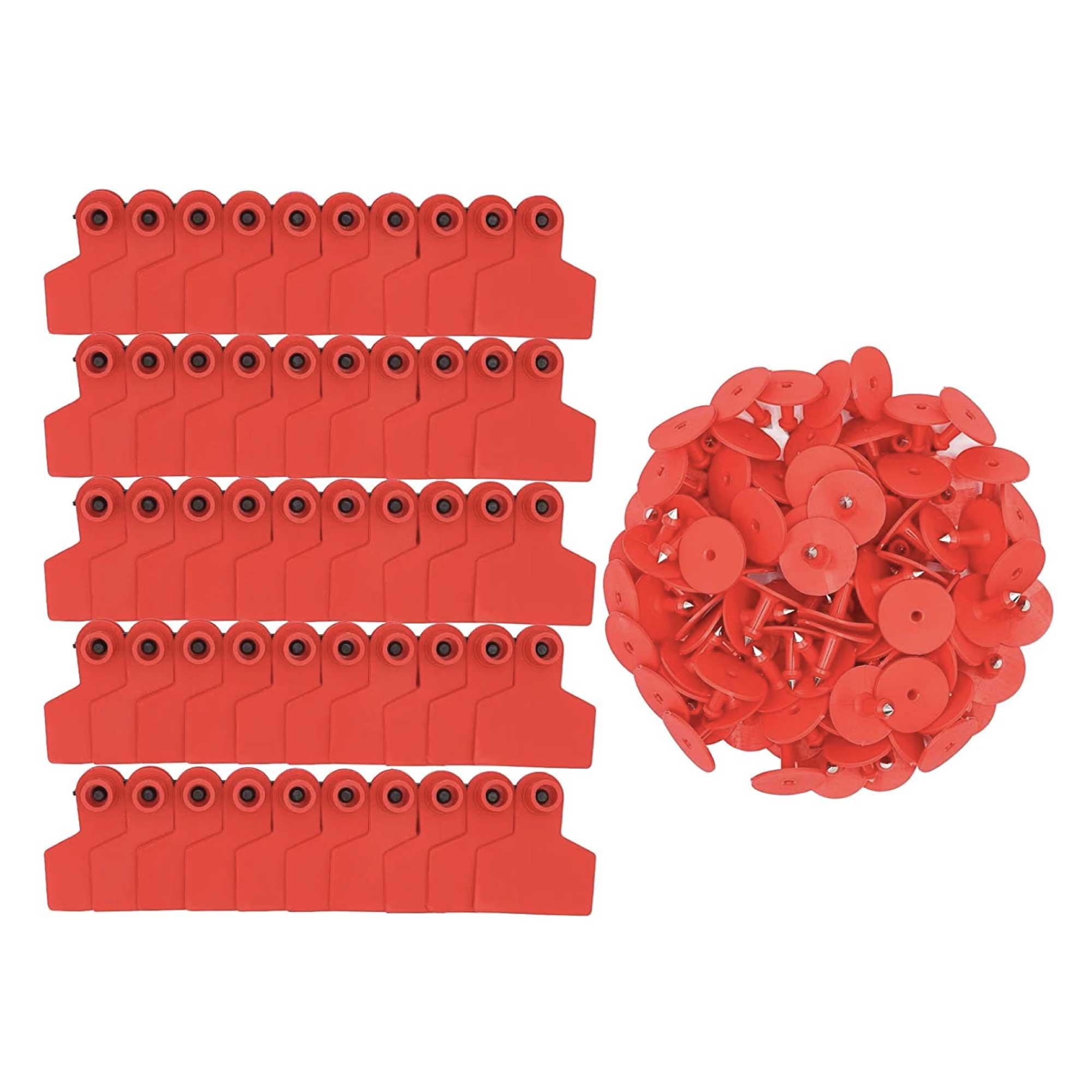 1-100 Cattle Number Ear Tags 5x4cm Set - Small Red Pig Goat Livestock Label - John Cootes