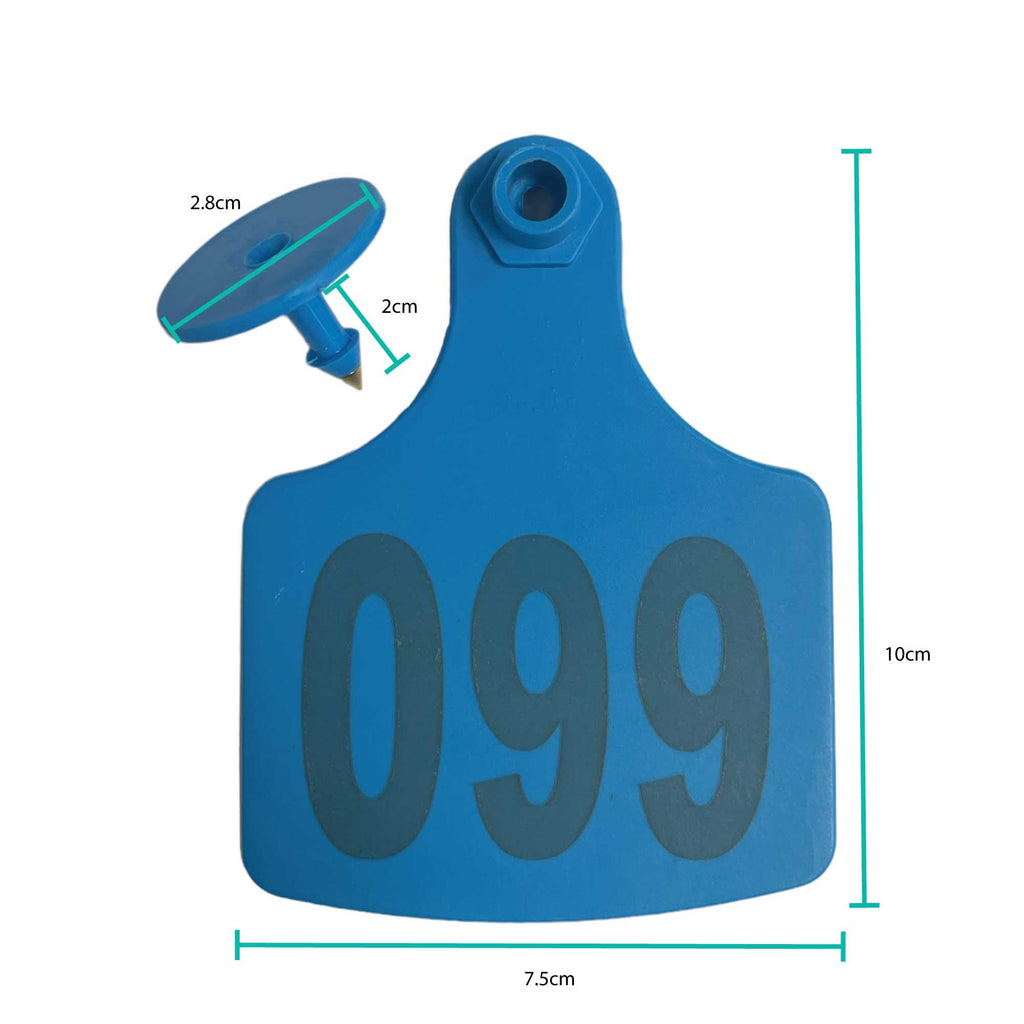Cage Number Sticker 1-100 Cattle Number Ear Tags 7.5x10cm Set - XL Blue Cow Sheep Livestoc
