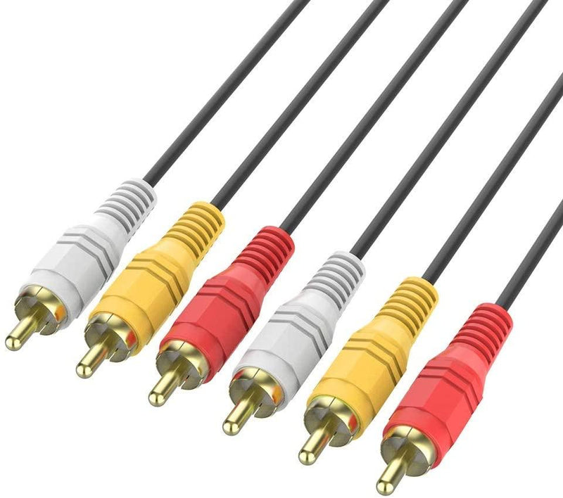 1.5M 3 RCA 3RCA L + R + V Composite AV Audio Video Cable Gold Male Plated M/M - John Cootes