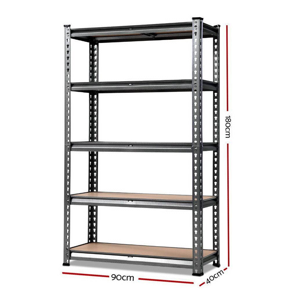 1.8M 5-Shelves Steel Warehouse Shelving Racking Garage Storage Rack Grey - John Cootes