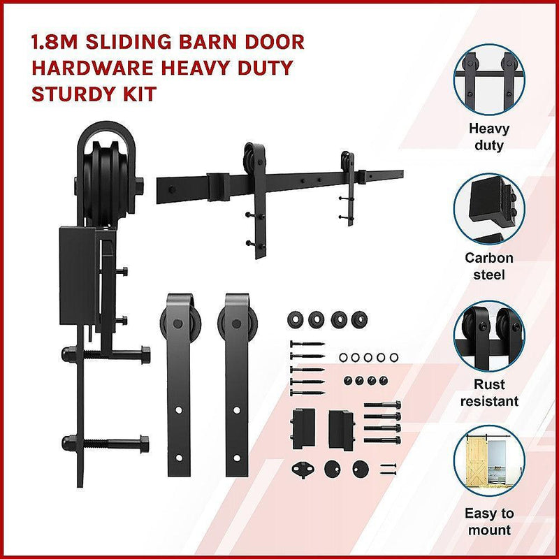 1.8m Sliding Barn Door Hardware Heavy Duty Sturdy Kit - John Cootes
