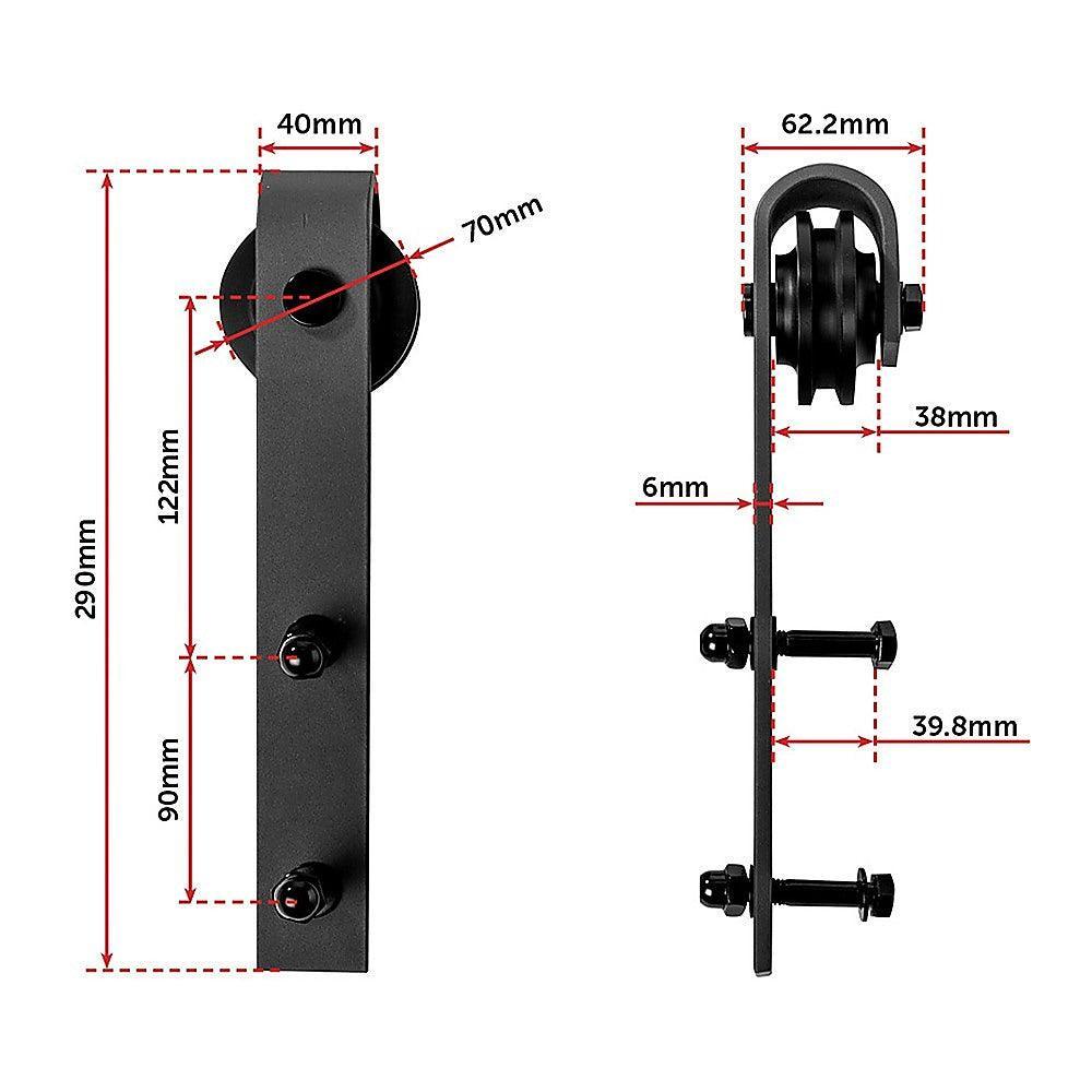 1.8m Sliding Barn Door Hardware Heavy Duty Sturdy Kit - John Cootes