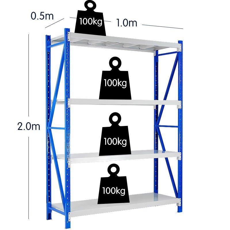 1 Bay Garage Storage Steel Rack Long Span Shelving 1.0m-wide 400kg - John Cootes