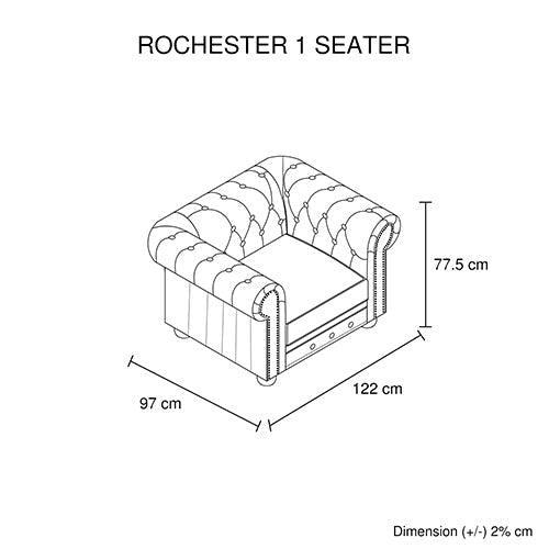 1 Seater Genuine Leather Upholstery Deep Quilting Pocket Spring Button Studding Sofa Lounge Set for Living Room Couch In Brown Colour - John Cootes