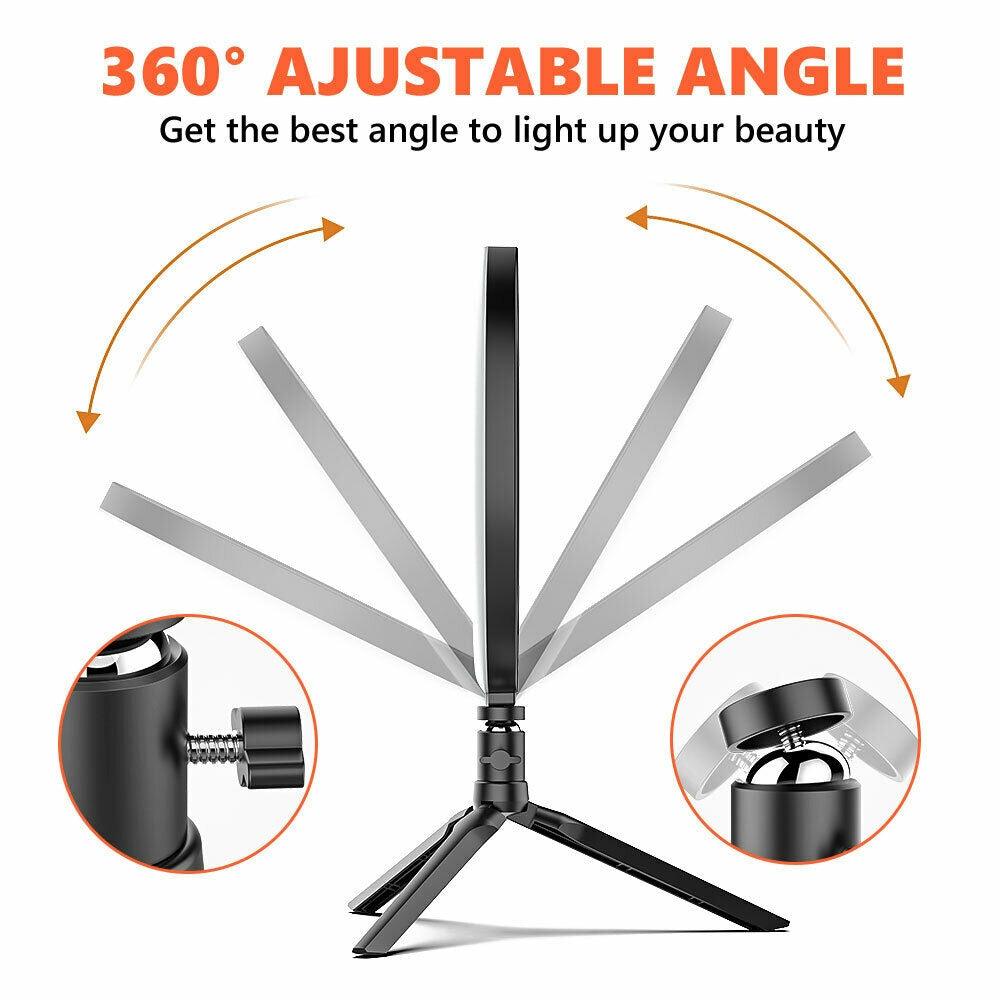 10" Dimmable LED Ring Light Tripod Stand for Phone Makeup Live Selfie - John Cootes