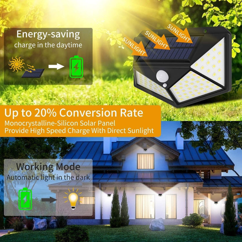 100 Waterproof LED Motion Sensor Solar Security Lights Outdoor (2pack) - John Cootes