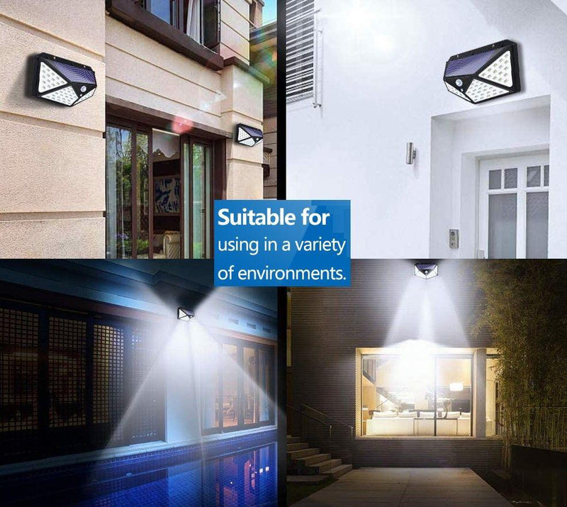 100 Waterproof LED Motion Sensor Solar Security Lights Outdoor (2pack) - John Cootes