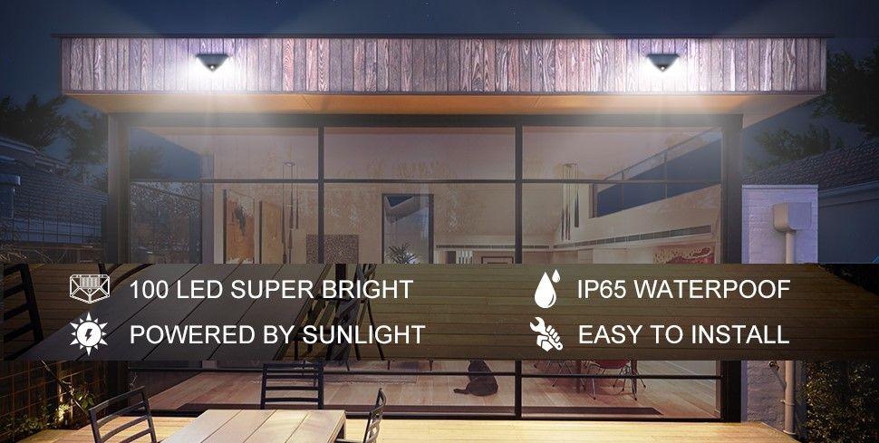 100 Waterproof LED Motion Sensor Solar Security Lights Outdoor (2pack) - John Cootes