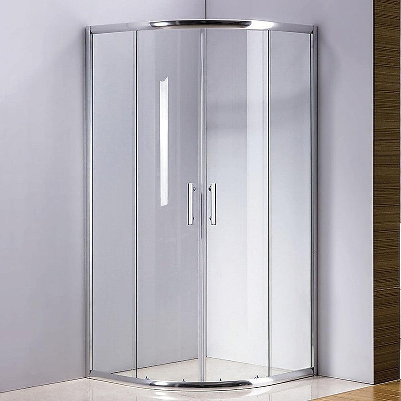 100 x 100cm Rounded Sliding 6mm Curved Shower Screen with Base in Chrome - John Cootes