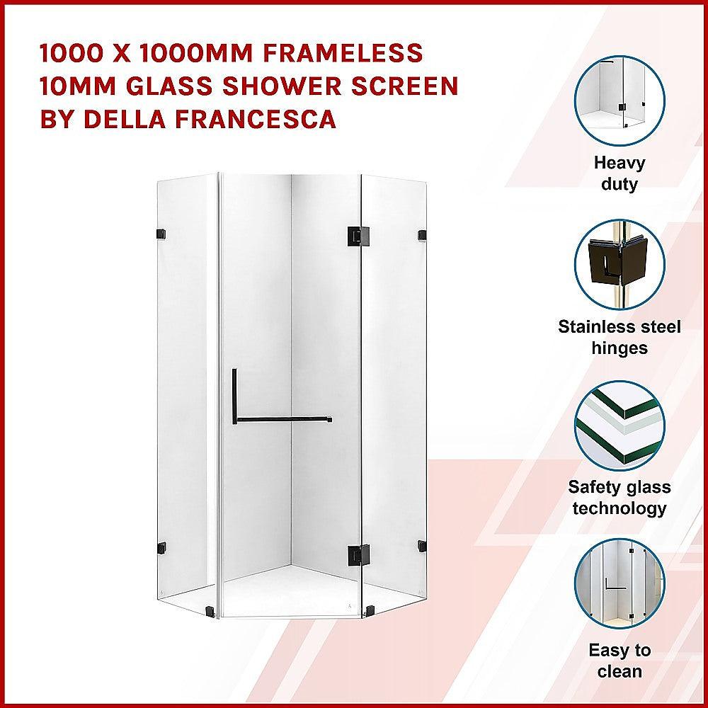 1000 x 1000mm Frameless 10mm Glass Shower Screen By Della Francesca - John Cootes