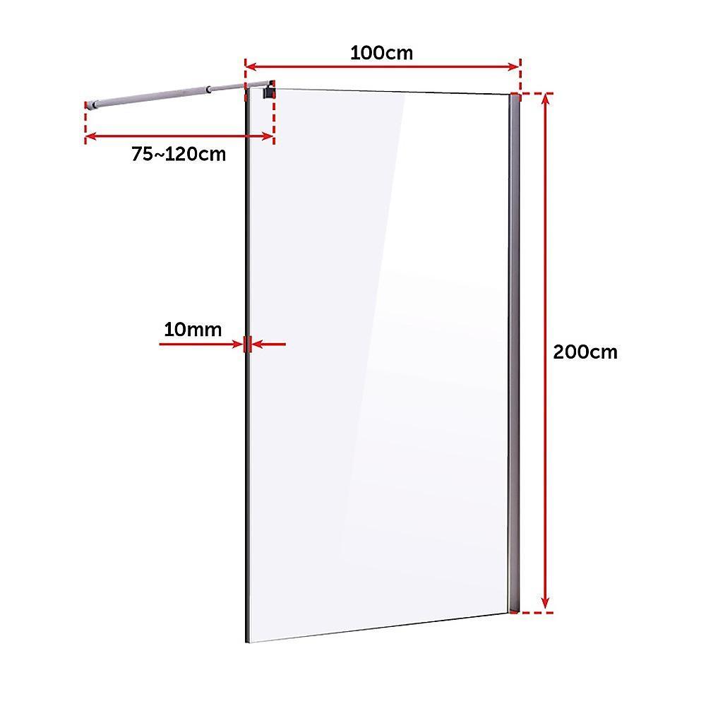 1000 x 2000mm Frameless 10mm Safety Glass Shower Screen - John Cootes