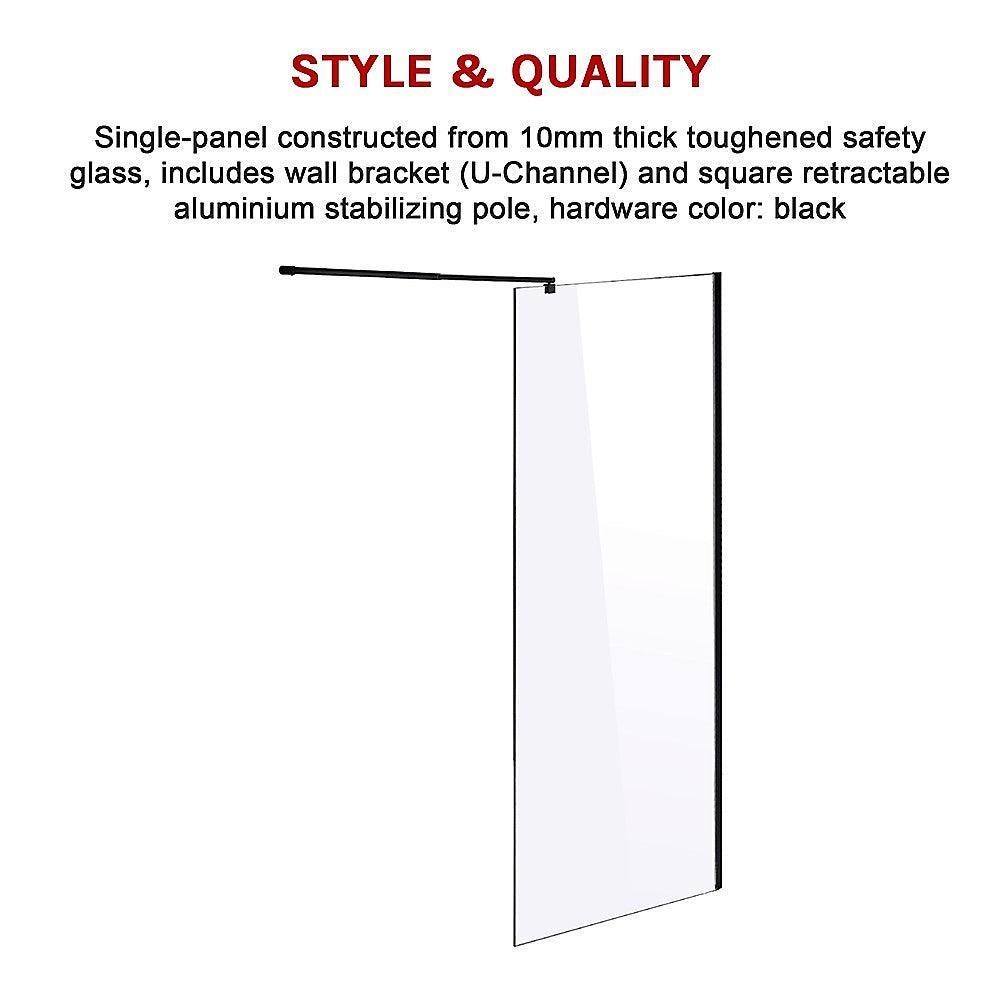 1000 x 2000mm Frameless 10mm Safety Glass Shower Screen - John Cootes
