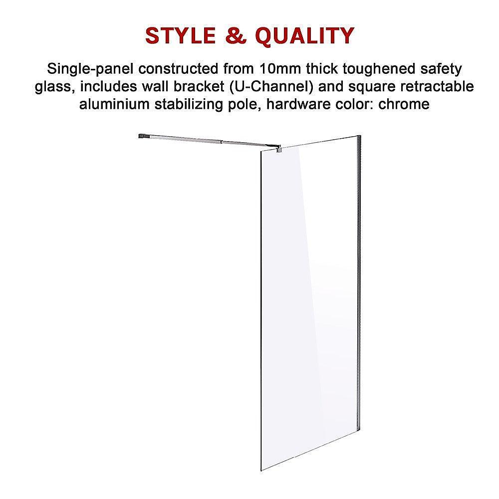 1000 x 2100mm Frameless 10mm Safety Glass Shower Screen - John Cootes
