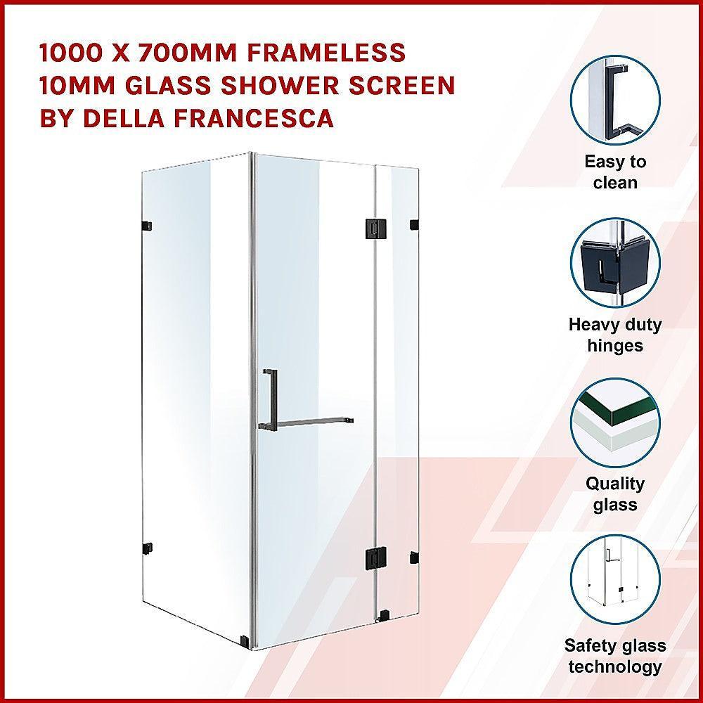 1000 x 700mm Frameless 10mm Glass Shower Screen By Della Francesca - John Cootes