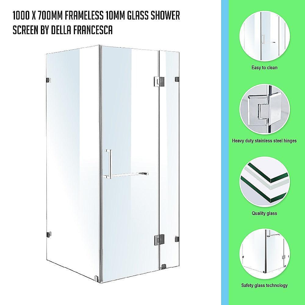 1000 x 700mm Frameless 10mm Glass Shower Screen By Della Francesca - John Cootes