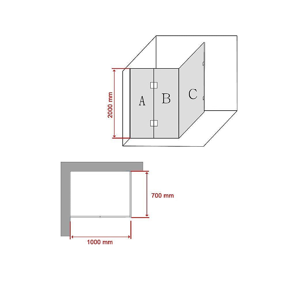 1000 x 700mm Frameless 10mm Glass Shower Screen By Della Francesca - John Cootes