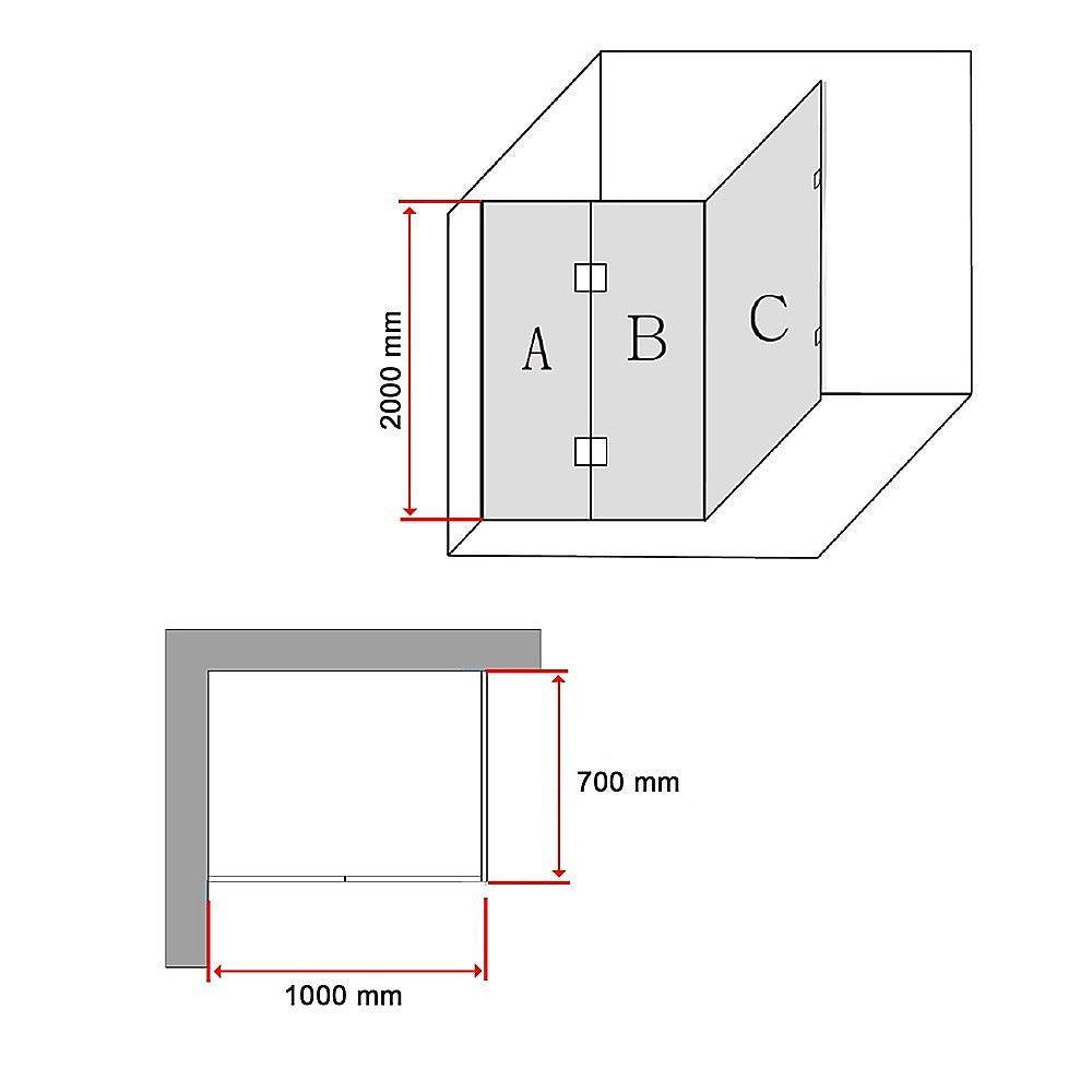1000 x 700mm Frameless 10mm Glass Shower Screen By Della Francesca - John Cootes