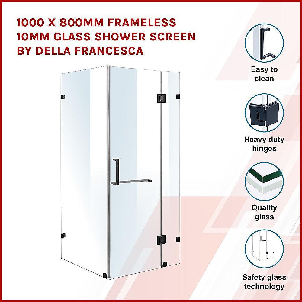 1000 x 800mm Frameless 10mm Glass Shower Screen By Della Francesca - John Cootes