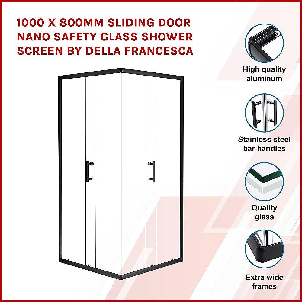 1000 x 800mm Sliding Door Nano Safety Glass Shower Screen By Della Francesca - John Cootes