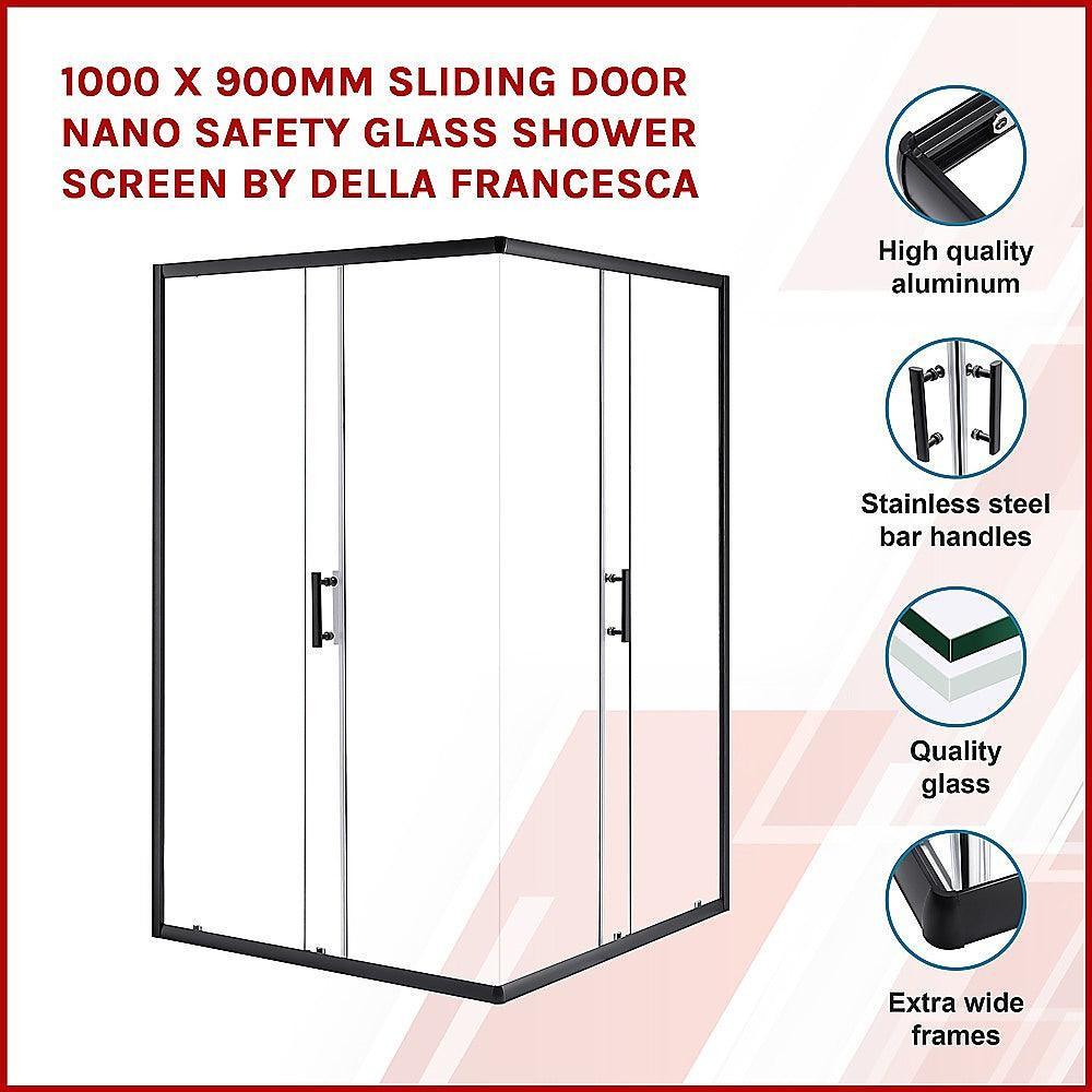 1000 x 900mm Sliding Door Nano Safety Glass Shower Screen By Della Francesca - John Cootes