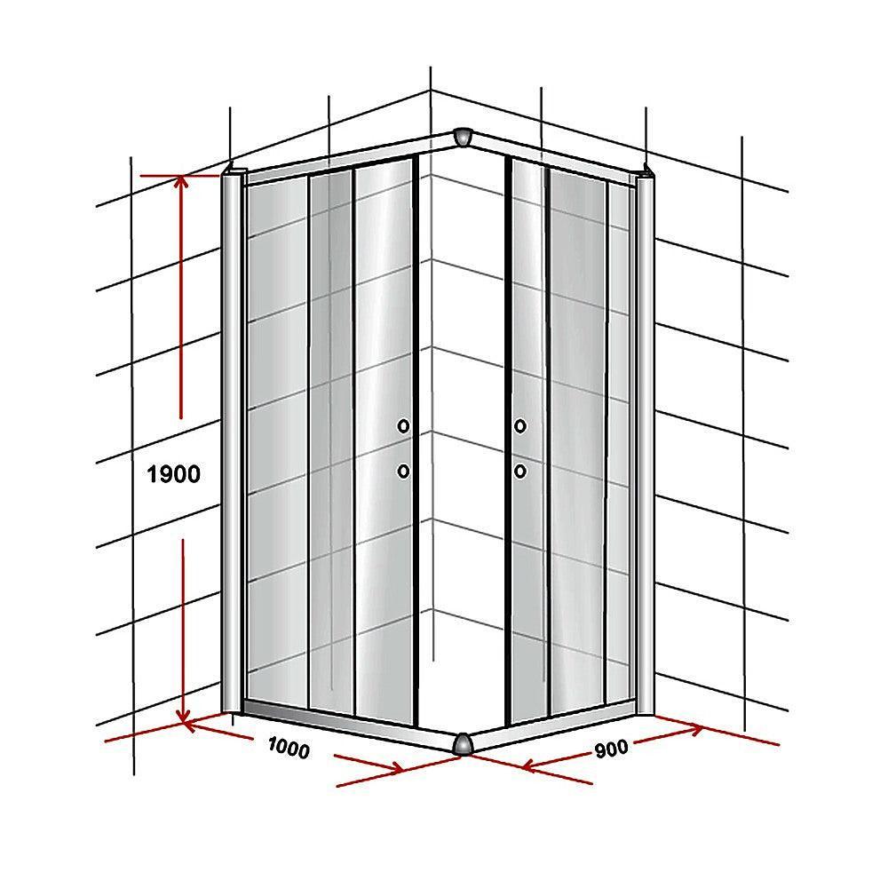 1000 x 900mm Sliding Door Nano Safety Glass Shower Screen By Della Francesca - John Cootes