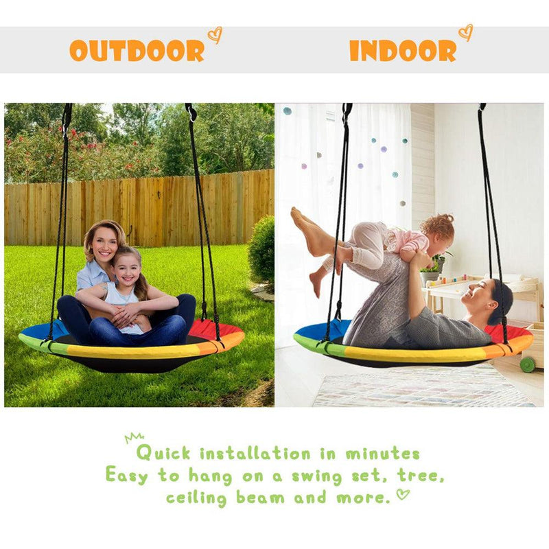 100cm Kids Flying Saucer Tree Swing Outdoor Round Swing Hammock Chair Yard Play - John Cootes