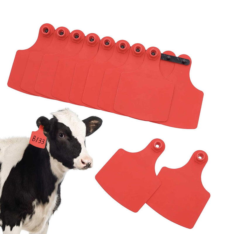 100x Cattle Ear Tags Set - 7.5x10cm XL Red Blank Pig Cow Sheep Livestock Label - John Cootes