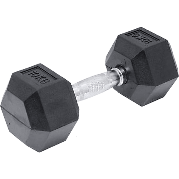 10KG Commercial Rubber Hex Dumbbell Gym Weight - John Cootes