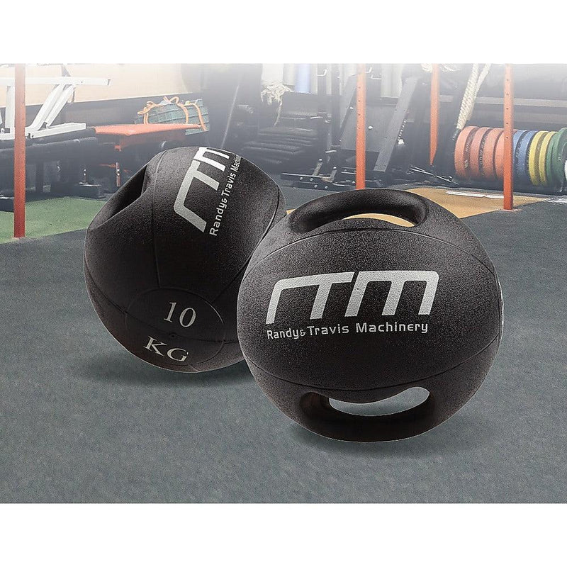 10kg Double-Handled Rubber Medicine Core Ball - John Cootes