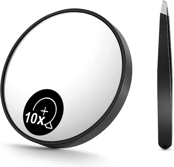 10X Magnifying Mirror and Eyebrow Tweezers Kit for Travel - John Cootes
