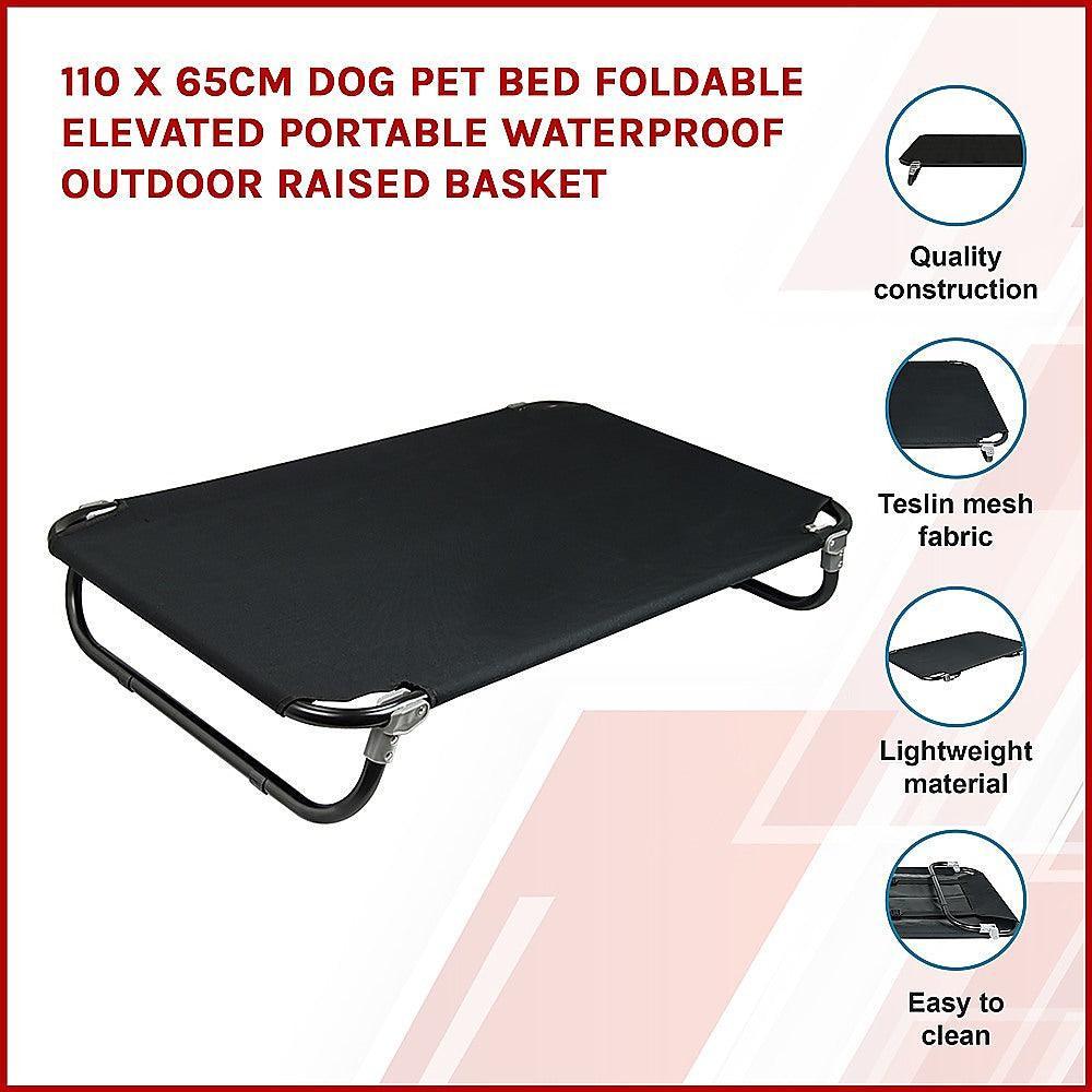 110 x 65cm Dog Pet Bed Foldable Elevated Portable Waterproof Outdoor Raised Basket - John Cootes