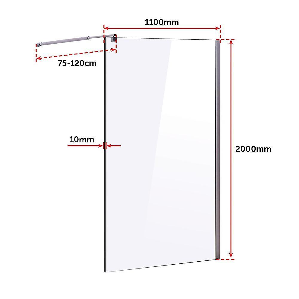 1100 x 2000mm Frameless 10mm Safety Glass Shower Screen - John Cootes
