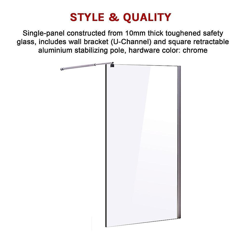 1100 x 2000mm Frameless 10mm Safety Glass Shower Screen - John Cootes