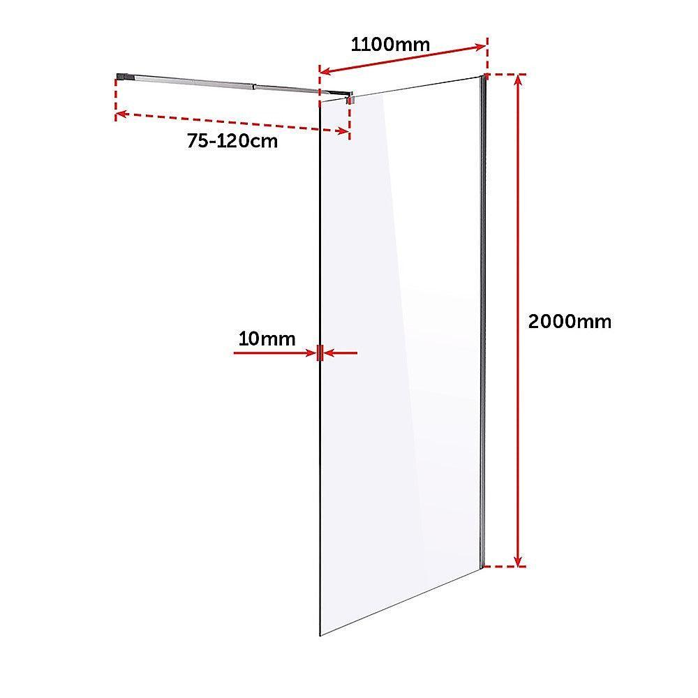 1100 x 2000mm Frameless 10mm Safety Glass Shower Screen - John Cootes