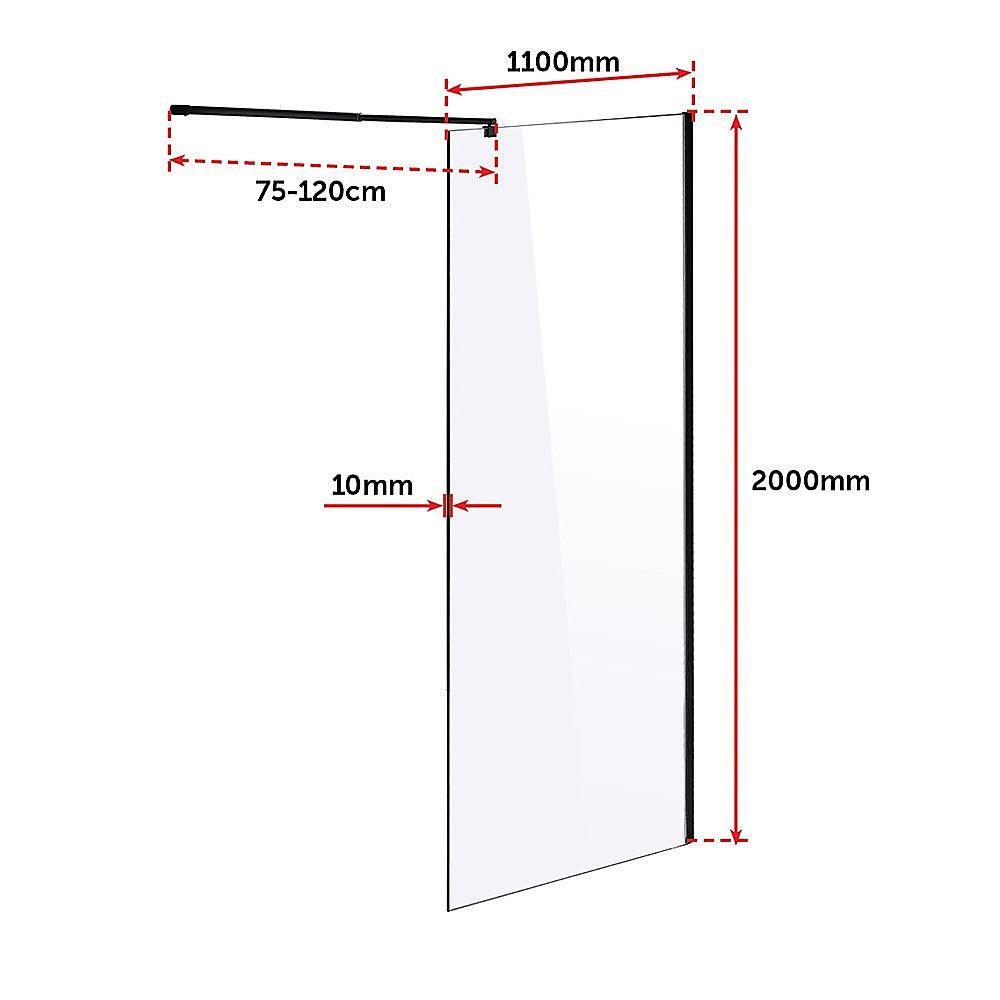 1100 x 2000mm Frameless 10mm Safety Glass Shower Screen - John Cootes