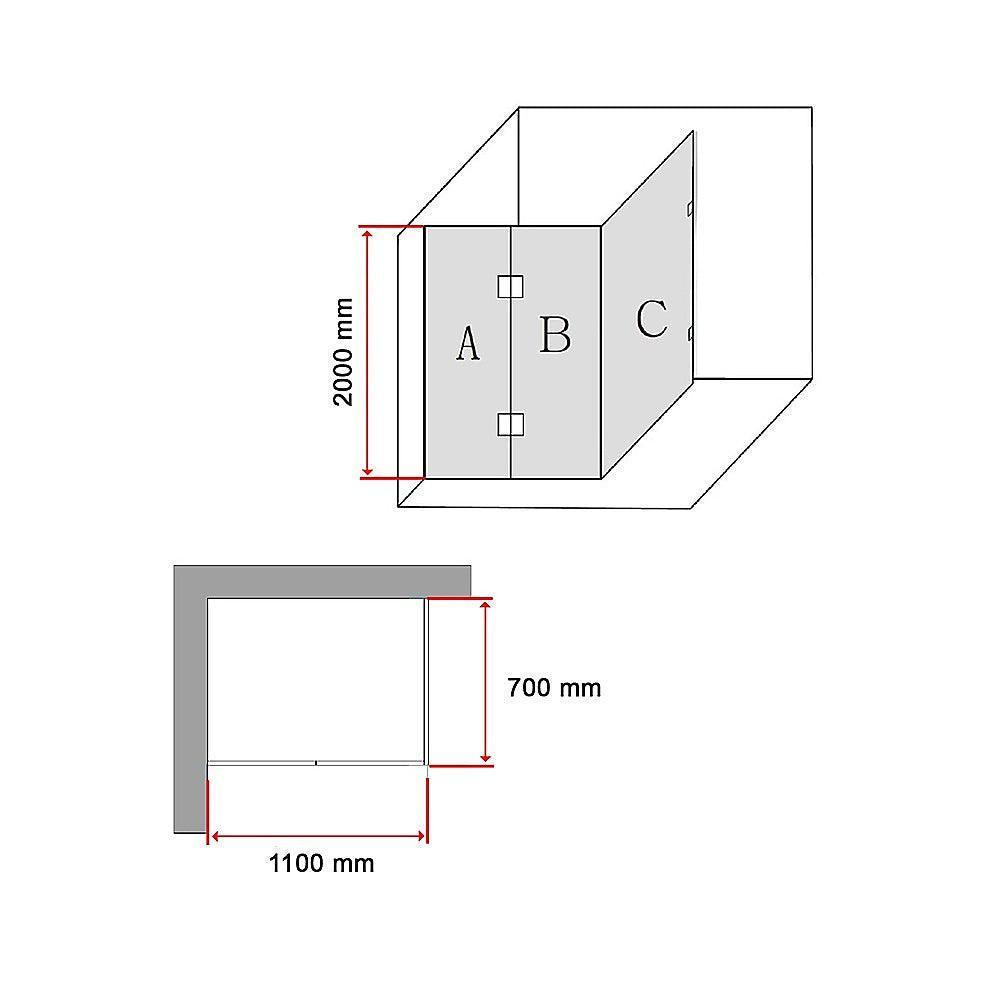 1100 x 700mm Frameless 10mm Glass Shower Screen By Della Francesca - John Cootes