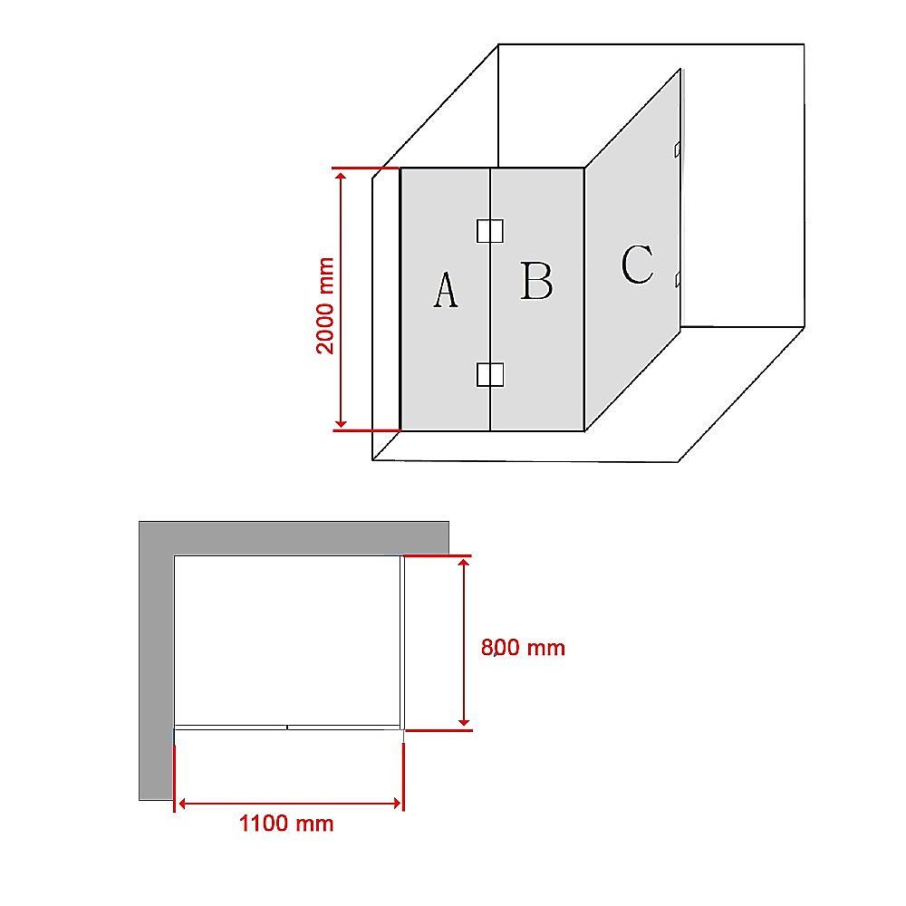 1100 x 800mm Frameless 10mm Glass Shower Screen By Della Francesca - John Cootes