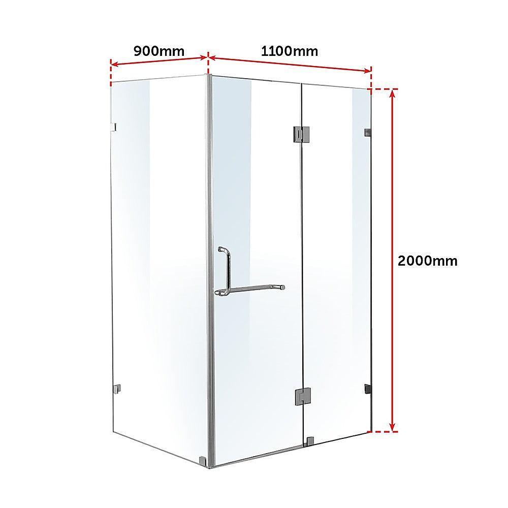 1100 x 900mm Frameless 10mm Glass Shower Screen By Della Francesca - John Cootes