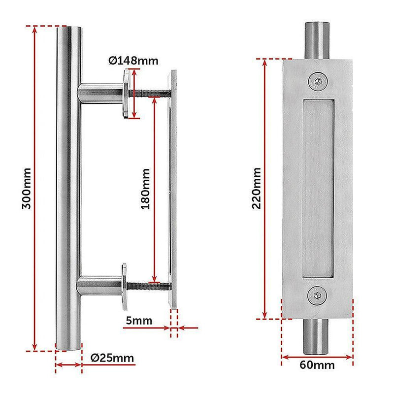 12" Barn Door Handle Sliding Flush Pull Wood Door Gate Hardware Stainless Steel - John Cootes