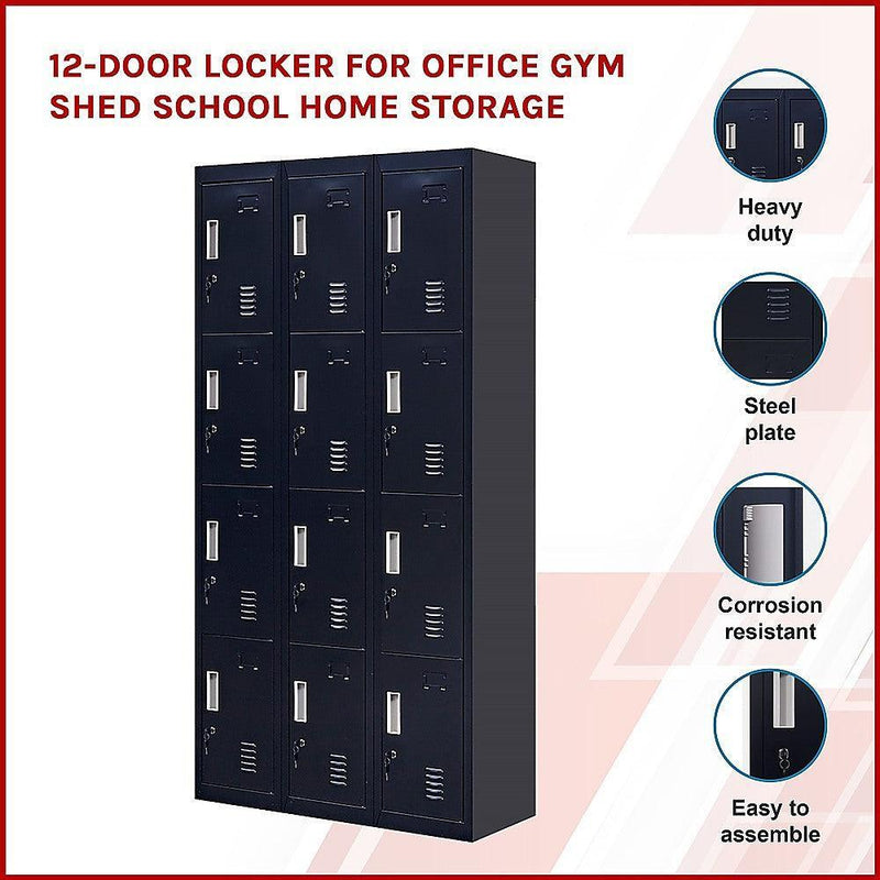 12 Door Locker - Office/Gym - Black - John Cootes