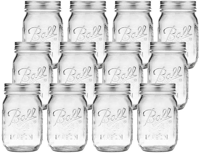 12 Pieces Canning Jars - 480ml Mason Jar Empty Glass Spice Bottles with Airtight Lids and Labels - John Cootes