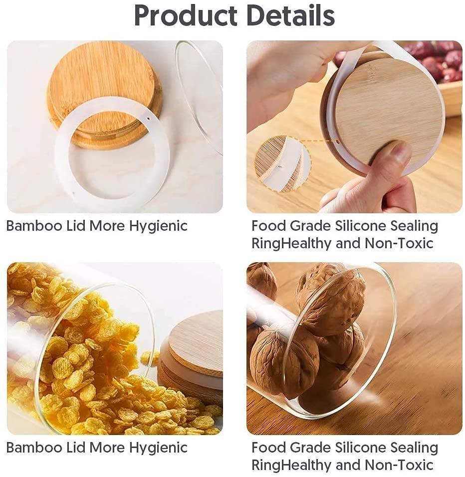 12 Pieces Glass Spice Jars for Kitchen Canisters with Airtight Bamboo Lids and Labels (250 ml) - John Cootes
