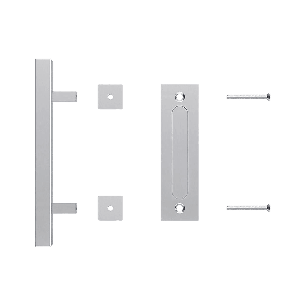 12" Square Pull and Flush Door Handle Set Stainless Steel Barn Door Hardware - John Cootes