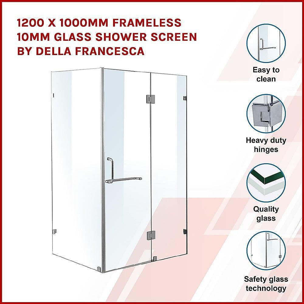 1200 x 1000mm Frameless 10mm Glass Shower Screen By Della Francesca - John Cootes