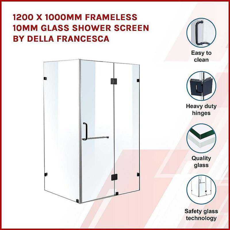 1200 x 1000mm Frameless 10mm Glass Shower Screen By Della Francesca - John Cootes