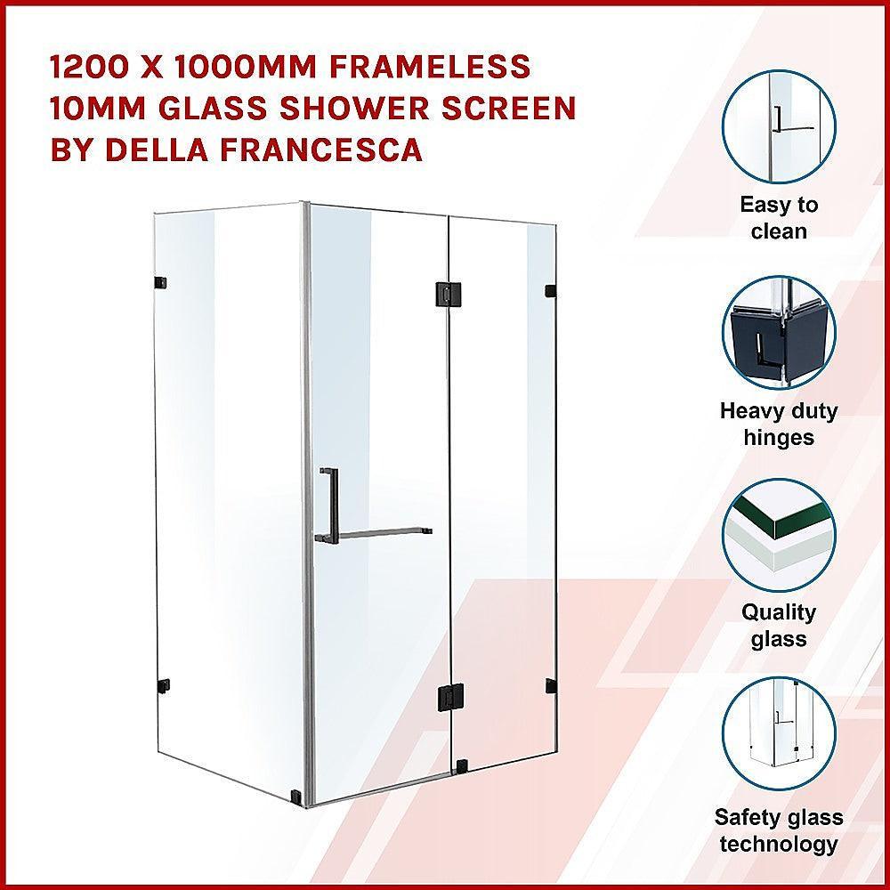 1200 x 1000mm Frameless 10mm Glass Shower Screen By Della Francesca - John Cootes