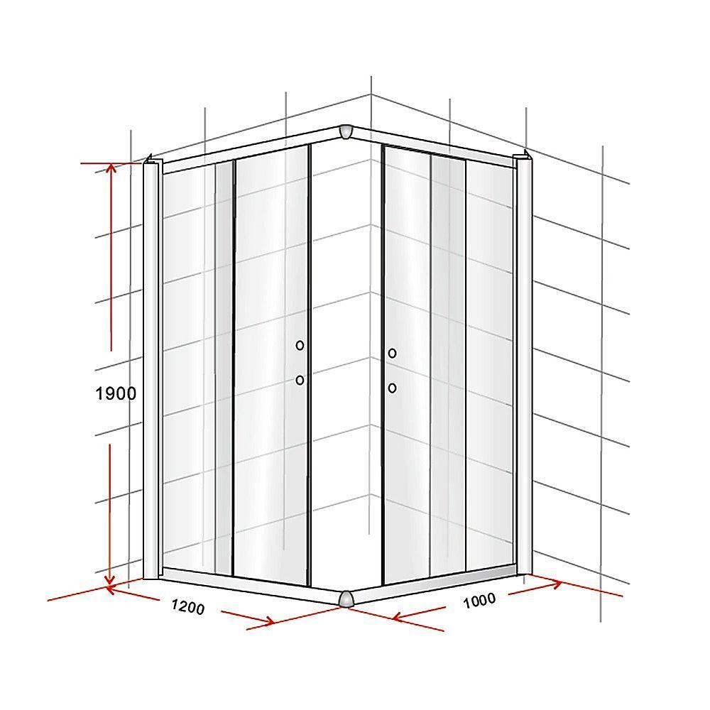 1200 x 1000mm Sliding Door Nano Safety Glass Shower Screen By Della Francesca - John Cootes