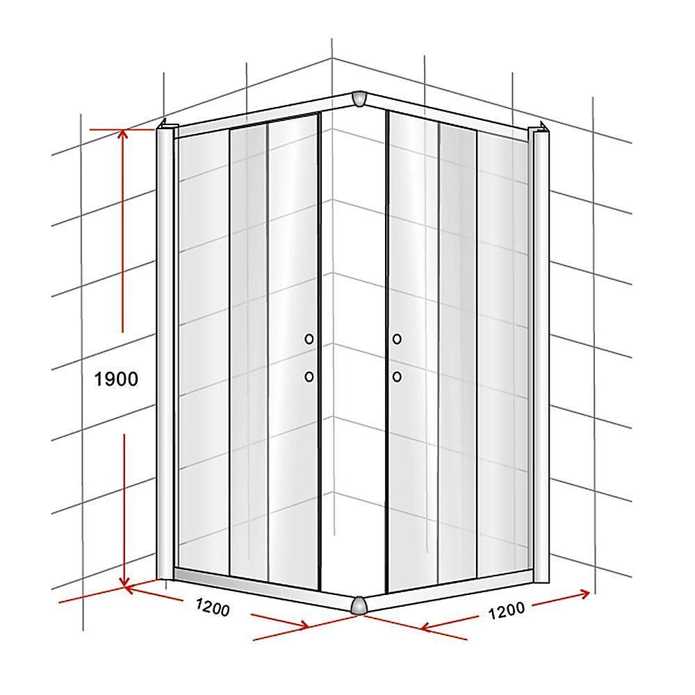 1200 x 1200mm Sliding Door Nano Safety Glass Shower Screen By Della Francesca - John Cootes