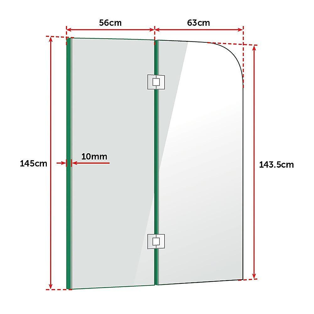 1200 x 1450mm Frameless Bath Panel 10mm Glass Shower Screen By Della Francesca - John Cootes