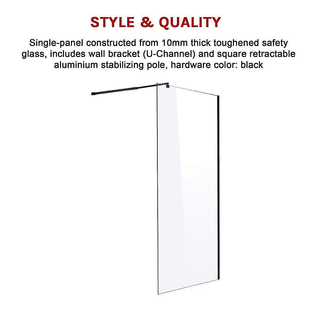 1200 x 2000mm Frameless 10mm Safety Glass Shower Screen - John Cootes